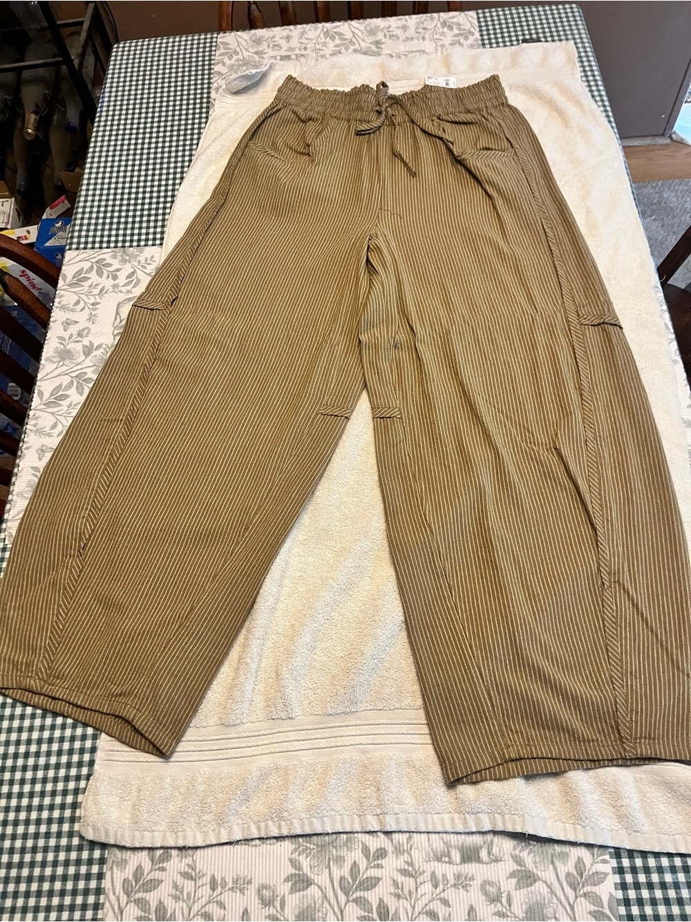 Women’s Free People Tan Striped Wide-Leg Pants